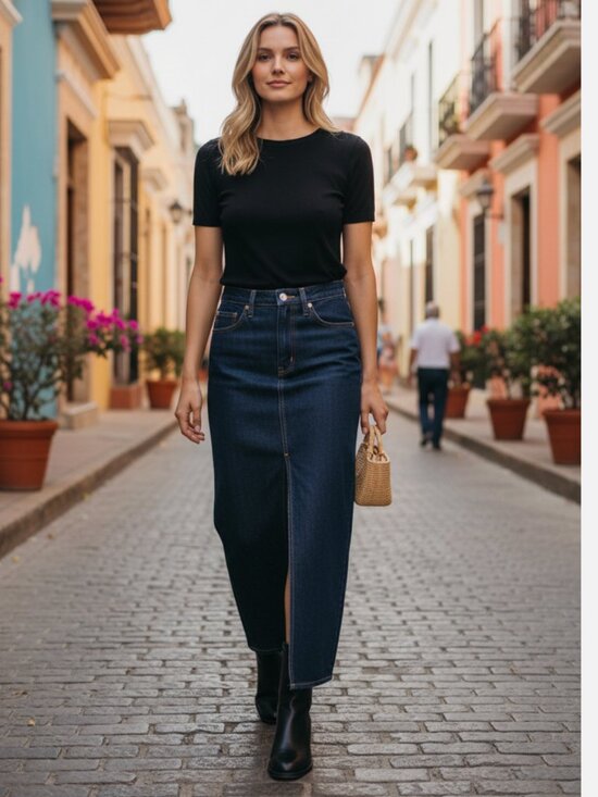 Levi's Dresses & Skirts - NWT Levi High-Waist Dark Blue Denim Exposed Maxi Skirt SZ-32 pockets